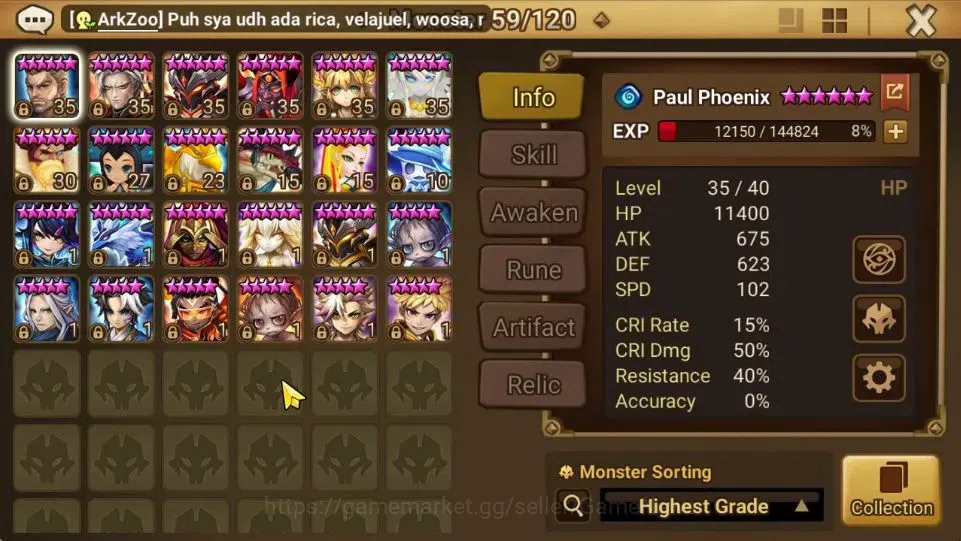 Summoners War: Sky Arena Accounts End-Game GLOBAL Lv 40|1 LD[Shun]|19 Total NB5[Layla,Riley,Teshar,Liam,Etc]+54 11