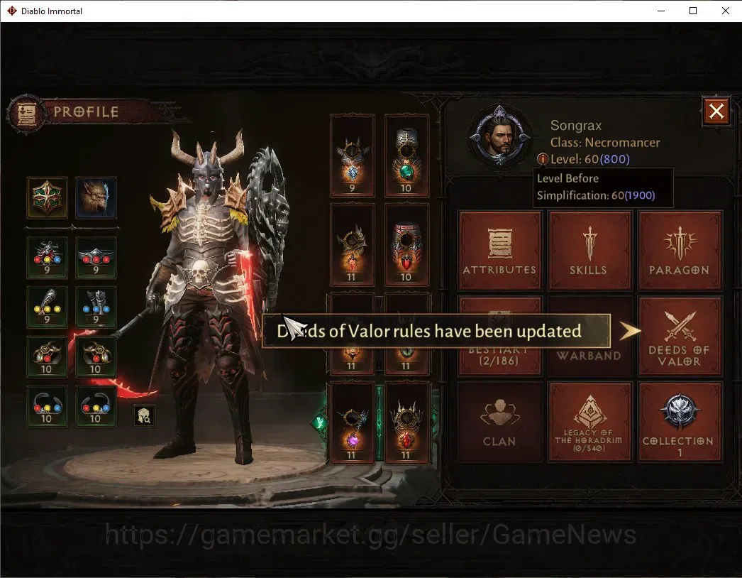 Diablo Immortal Accounts NA-Chain of Honor|CS ON|Lv60(800)|Necromancer|CR 4 image 13