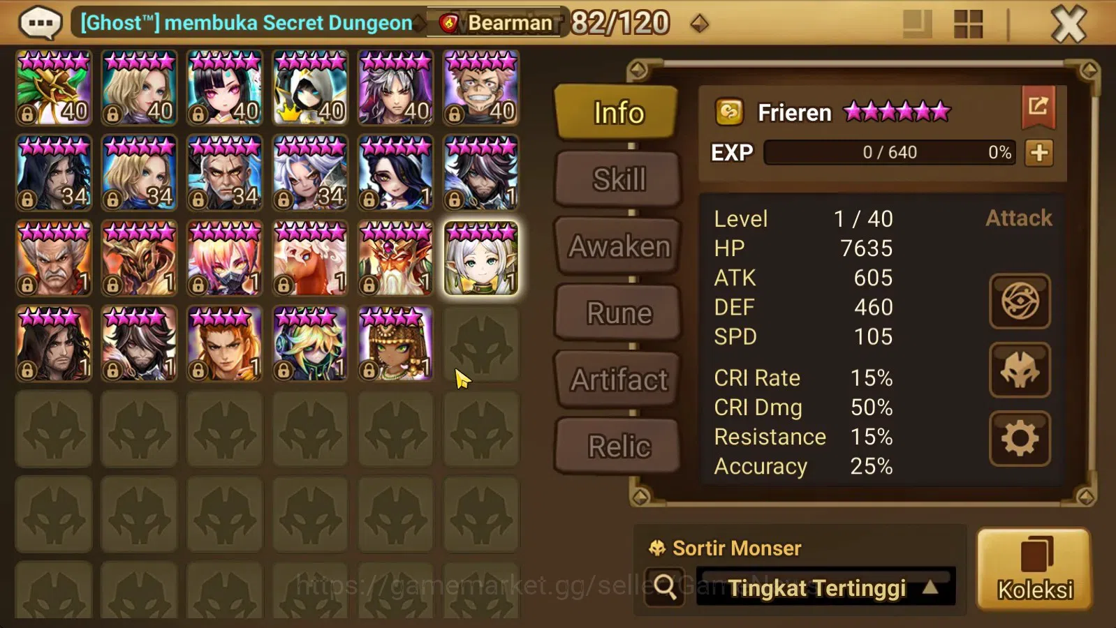 Summoners War: Sky Arena Accounts End-Game ASIA Lv100|4 Hot Lnd (Artamiel,Semei,Nina,Kai) 70+ NB 5 Speed vio rune 173+Swif 10