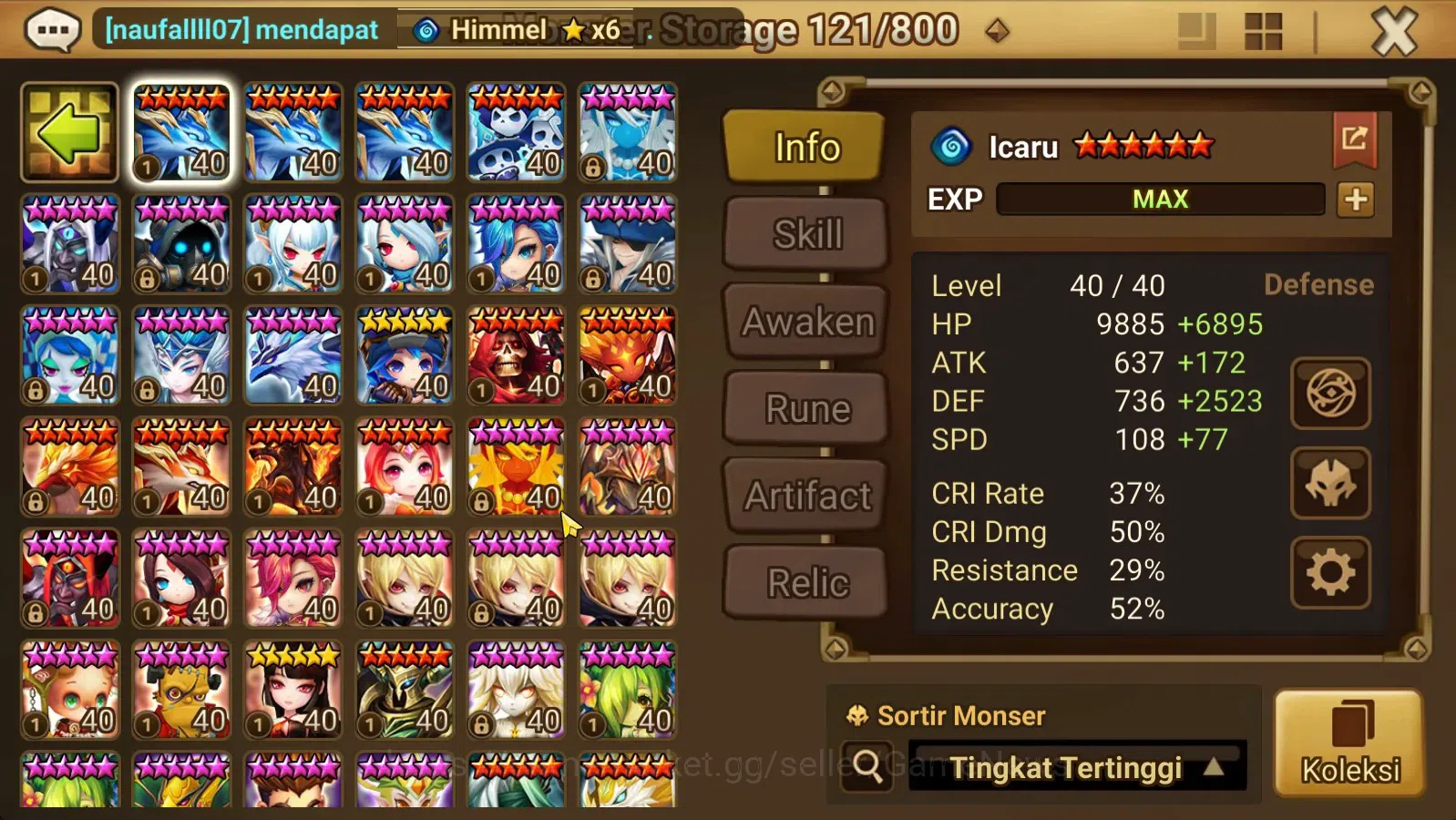 Summoners War: Sky Arena Accounts End-Game ASIA Lv100|4 Hot Lnd (Artamiel,Semei,Nina,Kai) 70+ NB 5 Speed vio rune 173+Swif 11
