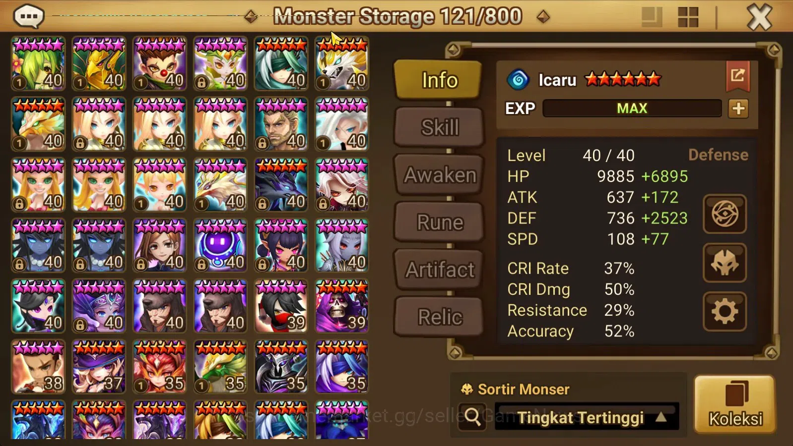 Summoners War: Sky Arena Accounts End-Game ASIA Lv100|4 Hot Lnd (Artamiel,Semei,Nina,Kai) 70+ NB 5 Speed vio rune 173+Swif 12