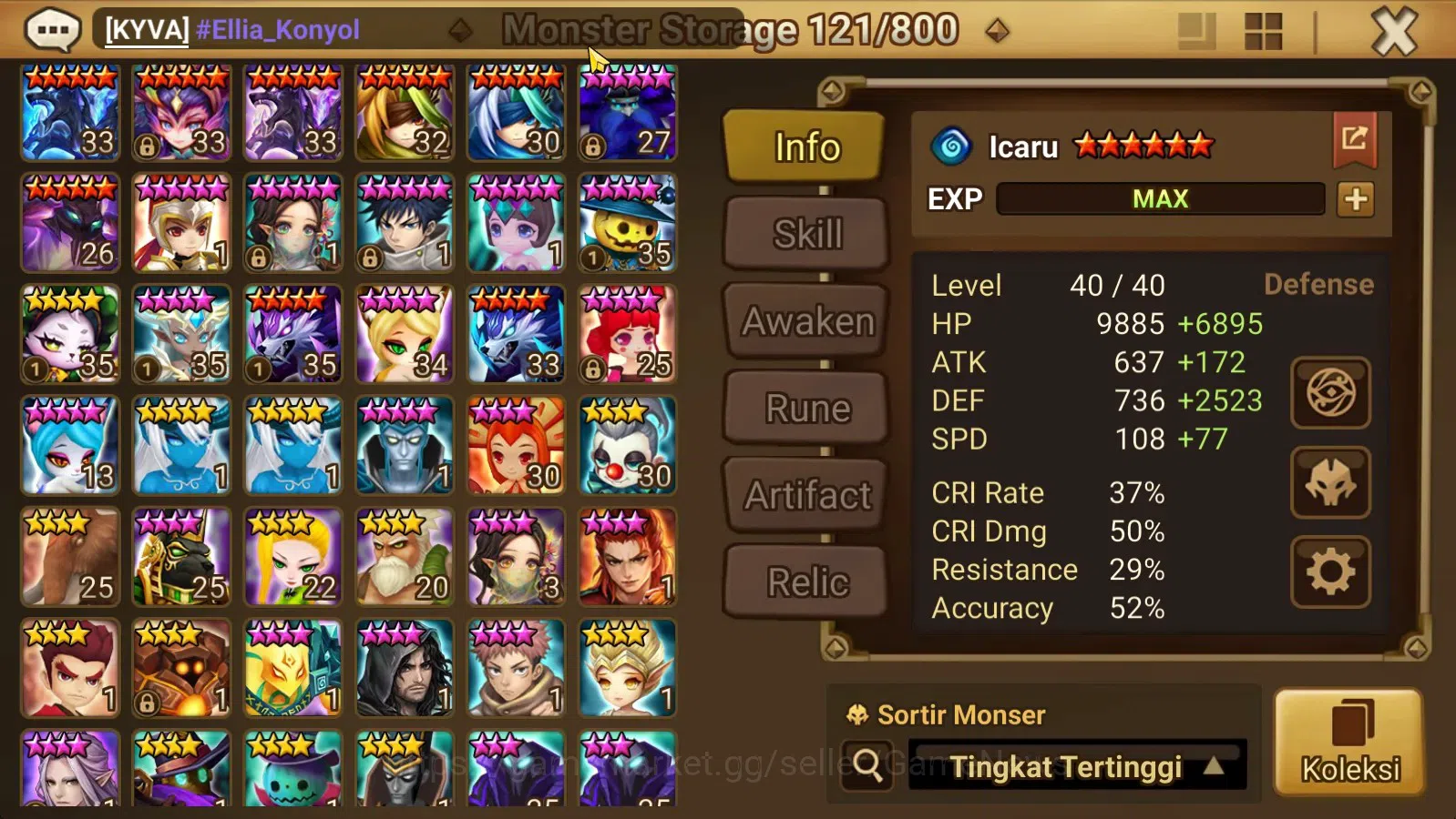 Summoners War: Sky Arena Accounts End-Game ASIA Lv100|4 Hot Lnd (Artamiel,Semei,Nina,Kai) 70+ NB 5 Speed vio rune 173+Swif 13