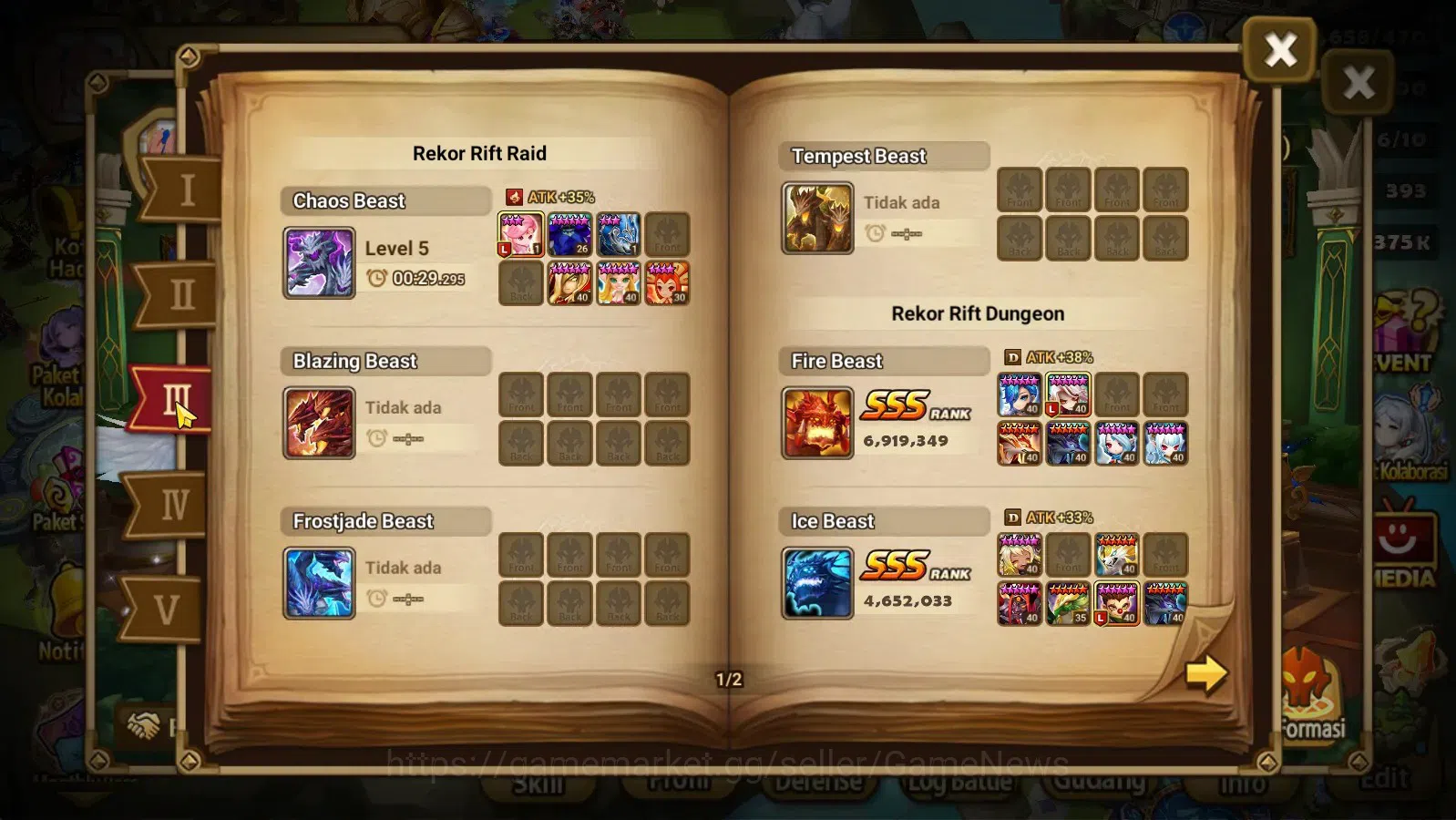 Summoners War: Sky Arena Accounts End-Game ASIA Lv100|4 Hot Lnd (Artamiel,Semei,Nina,Kai) 70+ NB 5 Speed vio rune 173+Swif 5