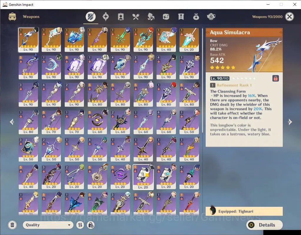 Genshin Impact Accounts Asia|AR 59|Rate On|55 InterFate|11 Limit+8(*5Weap) image 4