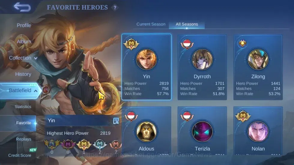 Mobile Legends: Bang Bang Accounts Hero 119|Skin 213|High Glory 58|Sanrio Floryn,CC N image 5