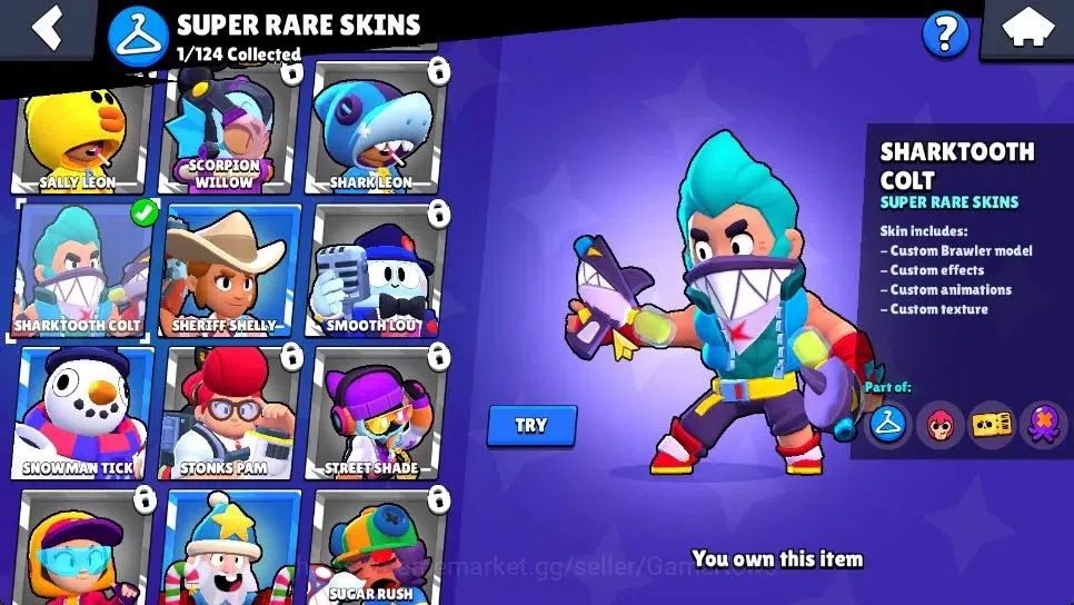 Brawl Stars Accounts 2730 Trophy|24 Brawlers 2 Max Lv|Full Buffies: Edgar,Emz|2 Epic Skin 1 SR|9K Coins 4K Bling|CN ON|Take 14