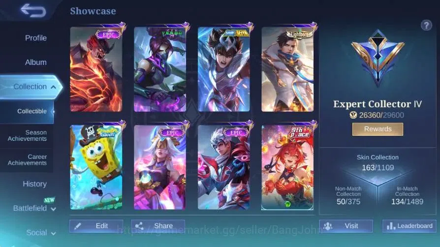 Mobile Legends: Bang Bang Accounts Global|Hero 108|Skin 163|Expert|Collab Badang+Cycl image 15
