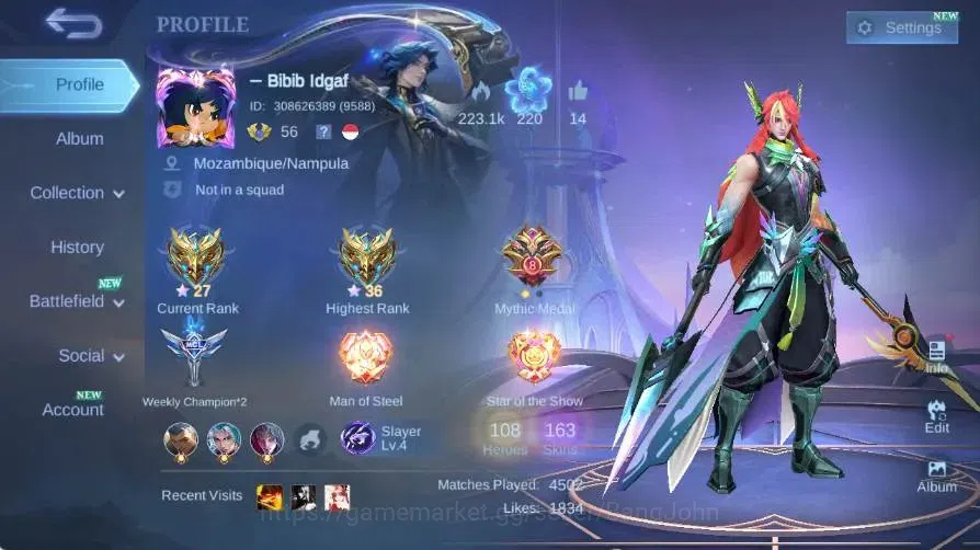 Mobile Legends: Bang Bang Accounts Global|Hero 108|Skin 163|Expert|Collab Badang+Cycl image 16