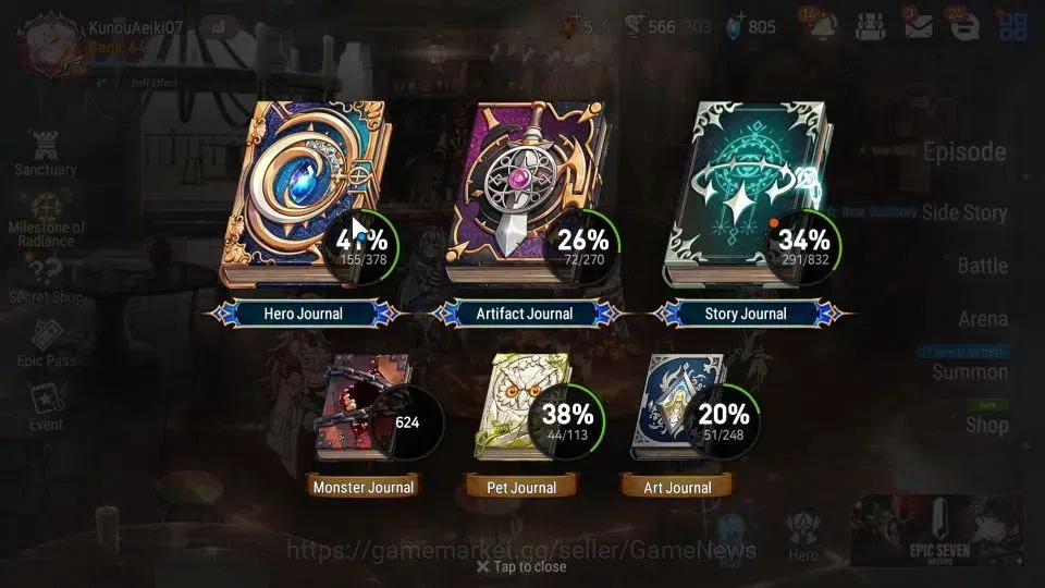 Epic Seven Accounts Server|UnVerif|11 ML Heroes: Boss Arunka, Salome.  image 3