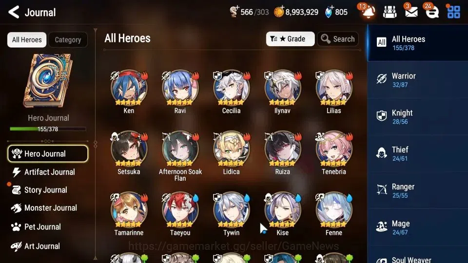 Epic Seven Accounts Server|UnVerif|11 ML Heroes: Boss Arunka, Salome.  image 7