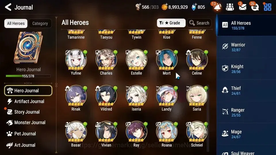 Epic Seven Accounts Server|UnVerif|11 ML Heroes: Boss Arunka, Salome.  image 8