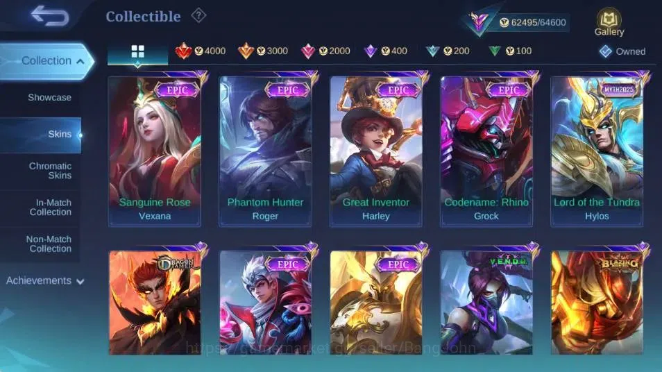 Mobile Legends: Bang Bang Accounts Collector Global|Skin 273|Renowned|KOF Karina,KFP Thamuz,ZODIAC Minotaur,S.T.U.N 10