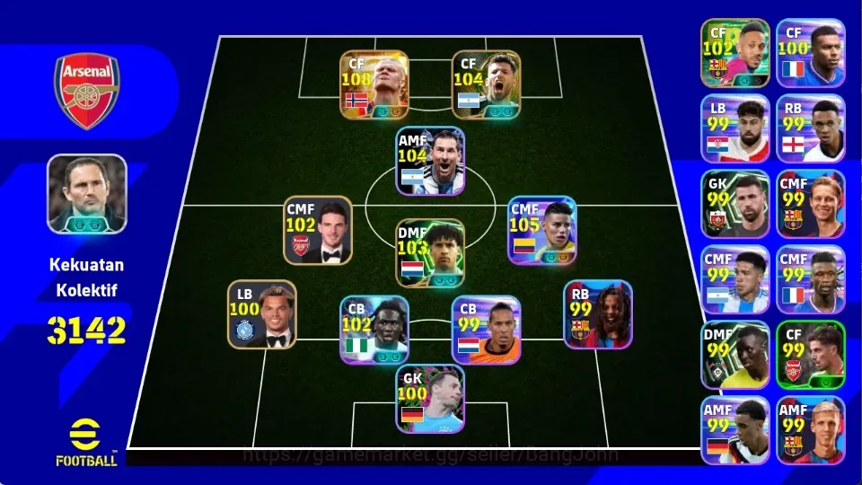 eFootball Accounts Legends & Iconic Players Android|PW 3142|BigTime Halland, Showtime James Rodriguez,Messi,Epic 1