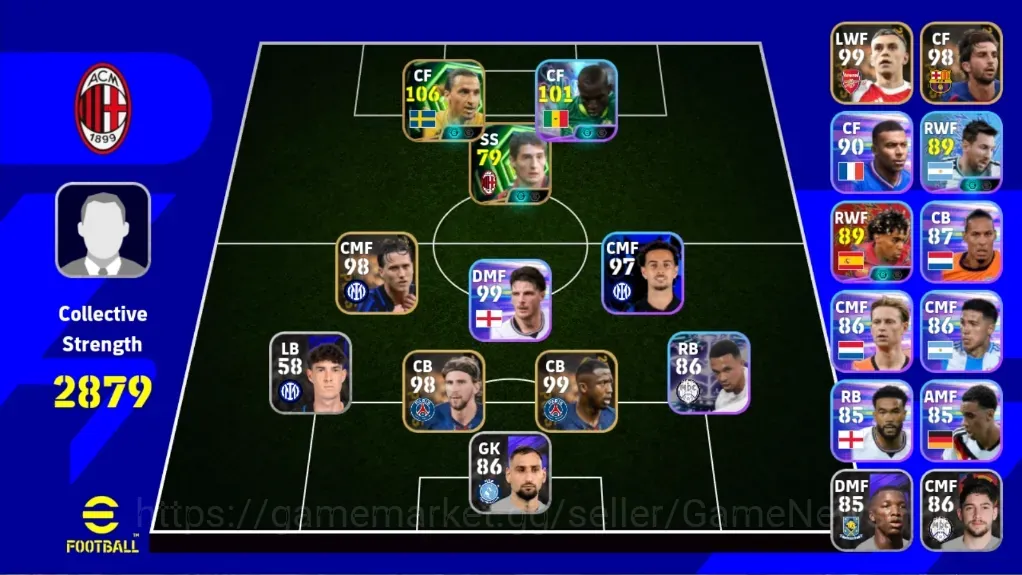 eFootball Accounts Legends & Iconic Players Android|Power 2879|Epic Zlatan Ibrahimovic,Daniele Massaro|5 ShowTime Nicolas 1