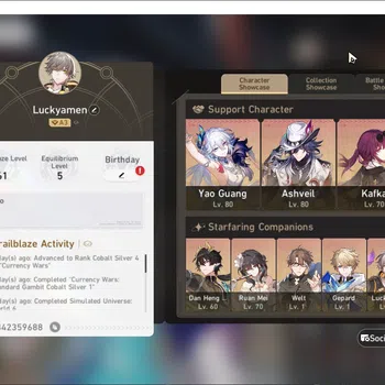 Honkai Star Rail Accounts Others ASIA TL61|5 Lim|Ashveil+Cruising S5|Yao Guang|Kafka|Dan Heng PT|Ruan Mei|11 Special
