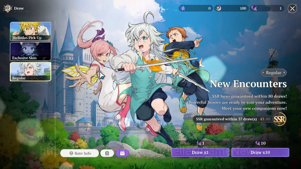 The Seven Deadly Sins: Origin Accounts [NA West] Lv2 Fresh Starter | 2 SSR |Meliodas, Gui image 2