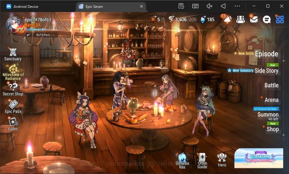 Epic Seven Accounts Starter Global Unverif |Starter|4 ML (A Tywin,Salome,SE Celine,F Cecilia)|PoH+Bless ON|SS 185|Stigma 1