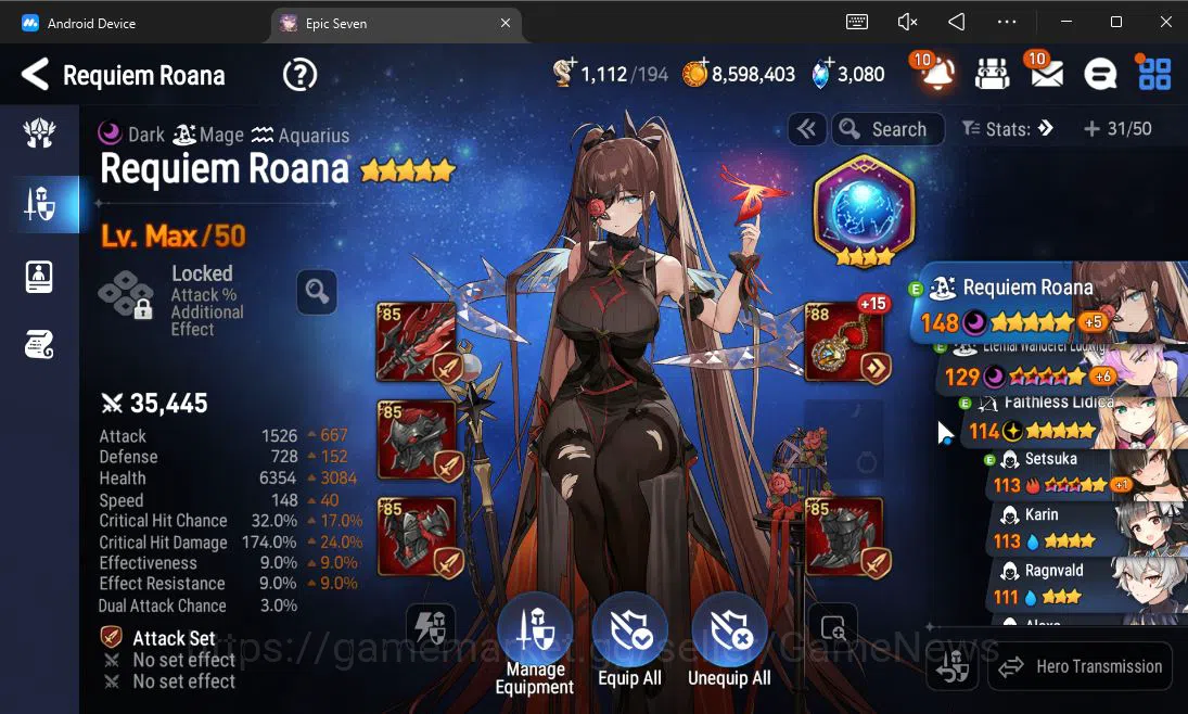 Epic Seven Accounts Starter ASIA UnVerif|Starter|3 ML (Requiem Roana,FL Lidica,EW Ludwig)+Stark,Setsuka,Ludwig|PoH ON|3K 17