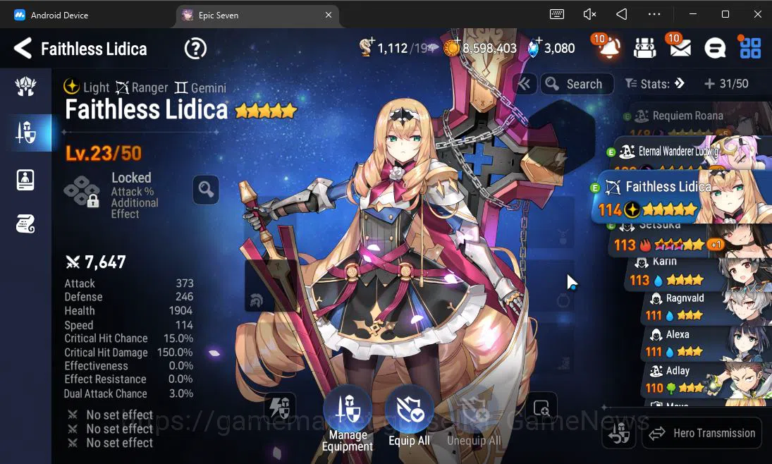 Epic Seven Accounts Starter ASIA UnVerif|Starter|3 ML (Requiem Roana,FL Lidica,EW Ludwig)+Stark,Setsuka,Ludwig|PoH ON|3K 18