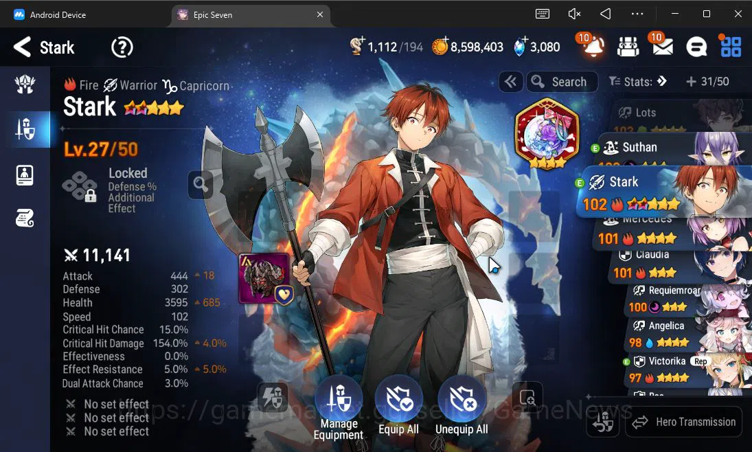 Epic Seven Accounts Starter ASIA UnVerif|Starter|3 ML (Requiem Roana,FL Lidica,EW Ludwig)+Stark,Setsuka,Ludwig|PoH ON|3K 20