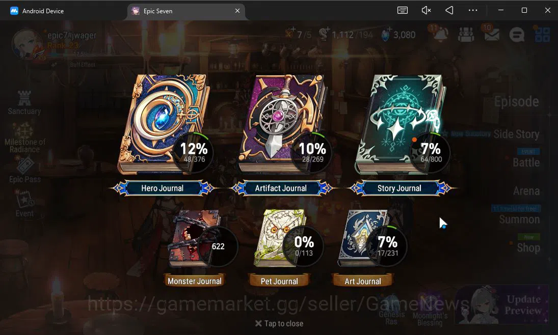 Epic Seven Accounts Starter ASIA UnVerif|Starter|3 ML (Requiem Roana,FL Lidica,EW Ludwig)+Stark,Setsuka,Ludwig|PoH ON|3K 3