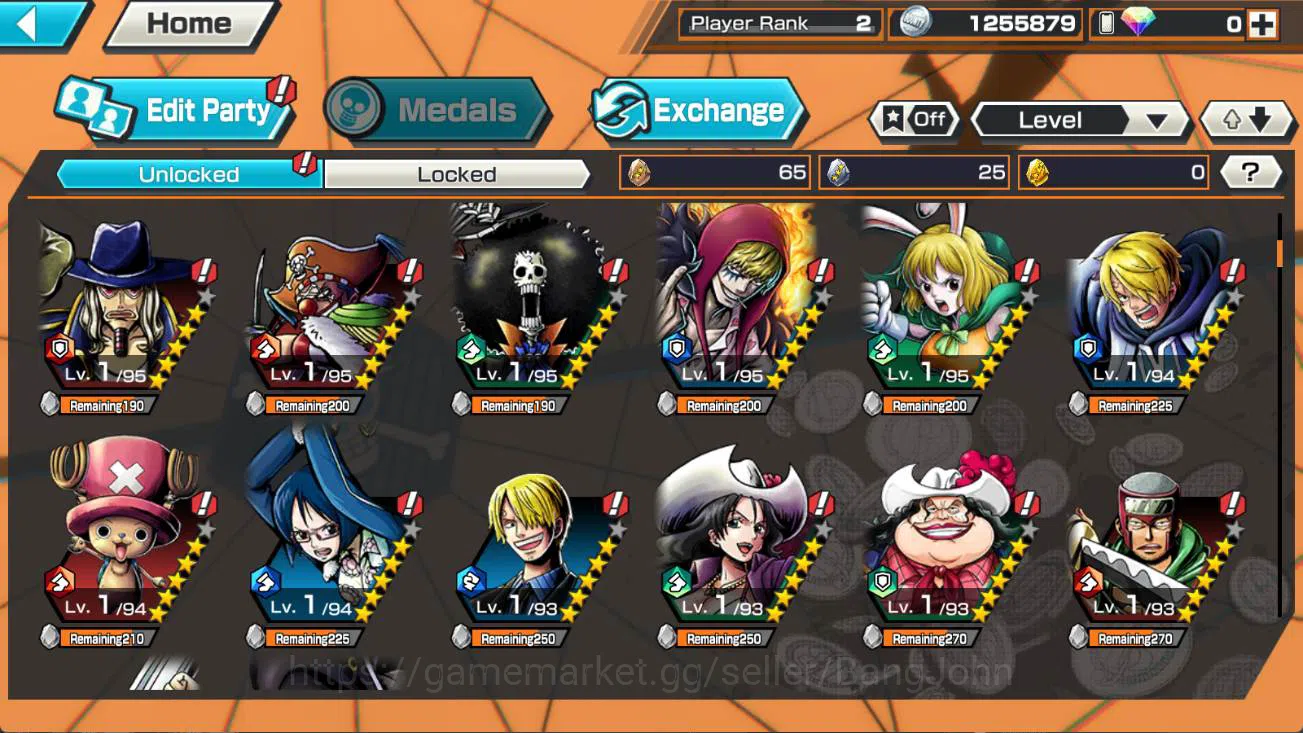 One Piece Bounty Rush Accounts Others GLOBAL | 3 EX St ethan baron, DD shanks, FR shanks, ASL, Kuma n Bonney, Van ogre Check 10