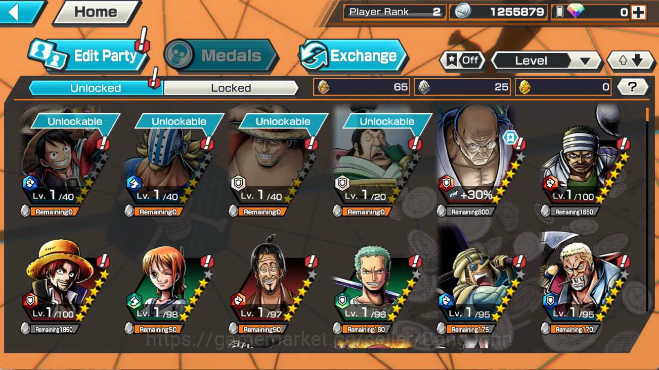 One Piece Bounty Rush Accounts Others GLOBAL | 3 EX St ethan baron, DD shanks, FR shanks, ASL, Kuma n Bonney, Van ogre Check 9