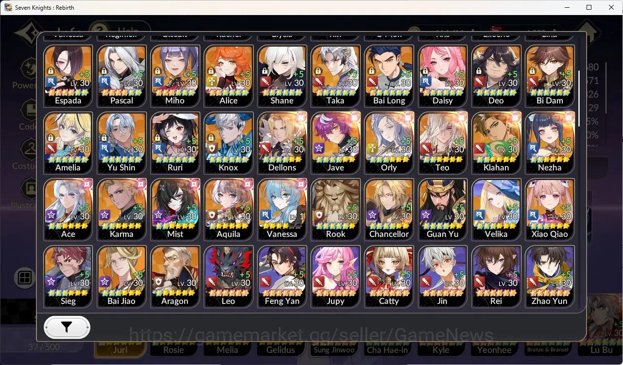 Seven Knights Re:Birth Accounts Global SEA|4 Ex-7k[Juri,Rosie,Gelidus,Melia]+36 TC image 2