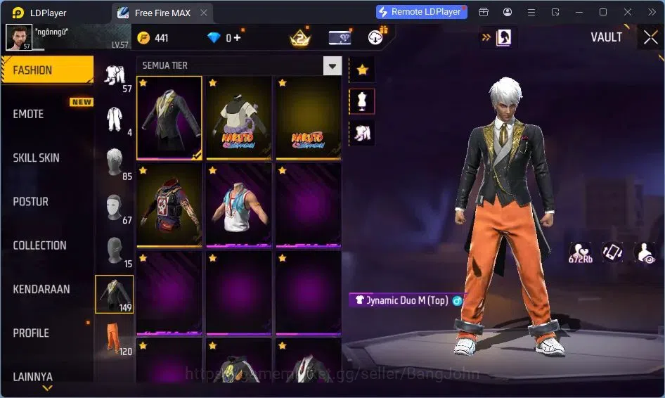 Free Fire Accounts Indonesia |Vault 120|EVO UMP-BOOYAH| EVO M60-DRESM image 14