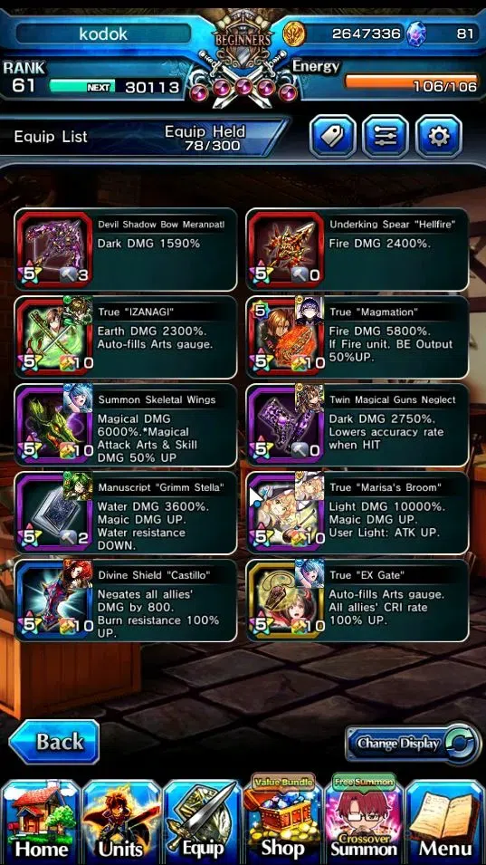 Grand Summoners Accounts Mid-Game Global|Rank 61|2 Ascend + 1 TW|Marisa Kirisame + True Weapon, Rosetta Forger of 9