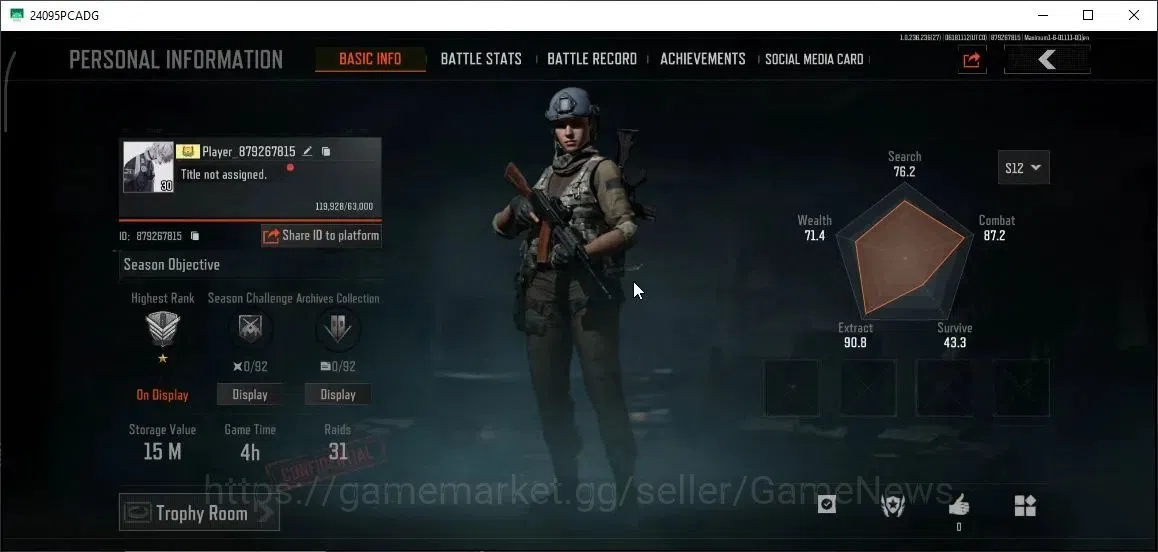 Arena Breakout Accounts MOBILE|Lv 30|SV 15M|CV 14M|GM AK-12,SD F57|D009 Bl image 2