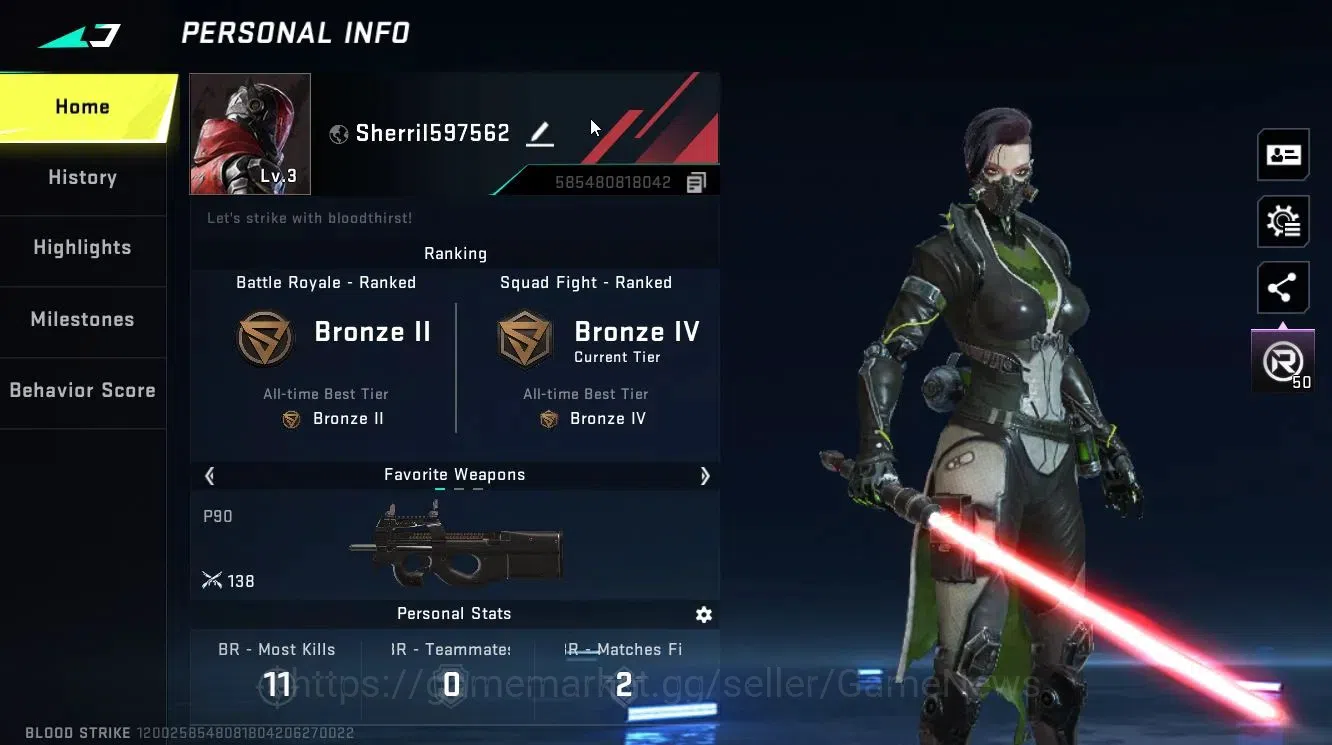 Blood Strike Accounts ASIA|ULTRA Melee Lightblade-Dark Force|Legendary K image 2