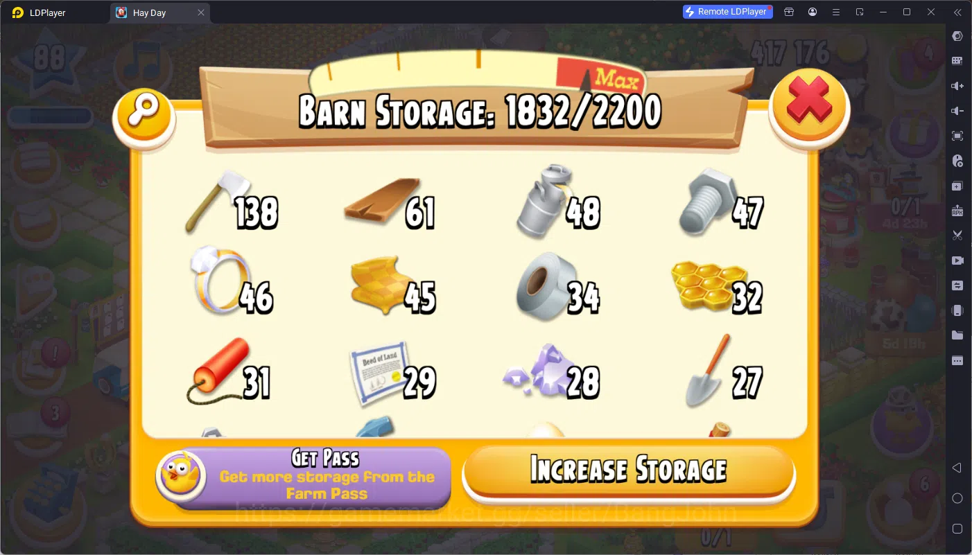 Hay Day Accounts Lvl 88|Silo Storage 1691/1850|Barn Storage 1833/22 image 7