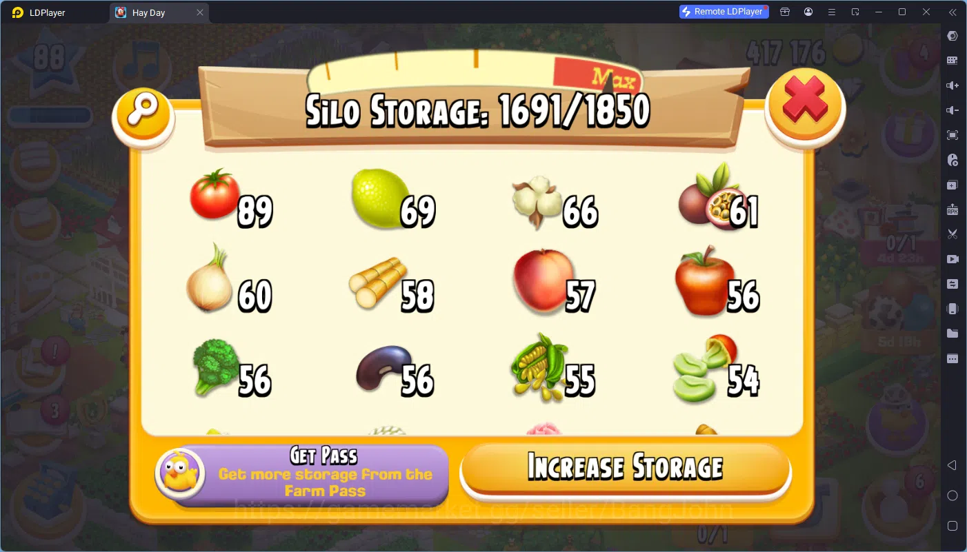 Hay Day Accounts Lvl 88|Silo Storage 1691/1850|Barn Storage 1833/22 image 8