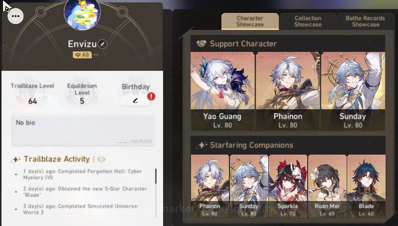 Honkai Star Rail Accounts Mid Game Asia|TL 64|3,5K SJ|6 Limited|[Yao Guang,Phainon,Sunday]+Sign,Dan Heng PT,Sparkle,Ruan 2