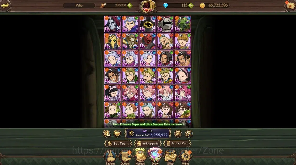 The Seven Deadly Sins: Grand Cross Accounts Whale Global 3.9M CC|6LR+10UR| MeliNemesis 6/6, Menor, 1 LR and UR selector|Code 4