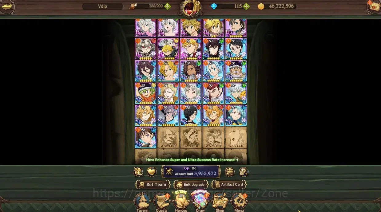 The Seven Deadly Sins: Grand Cross Accounts Whale Global 3.9M CC|6LR+10UR| MeliNemesis 6/6, Menor, 1 LR and UR selector|Code 5