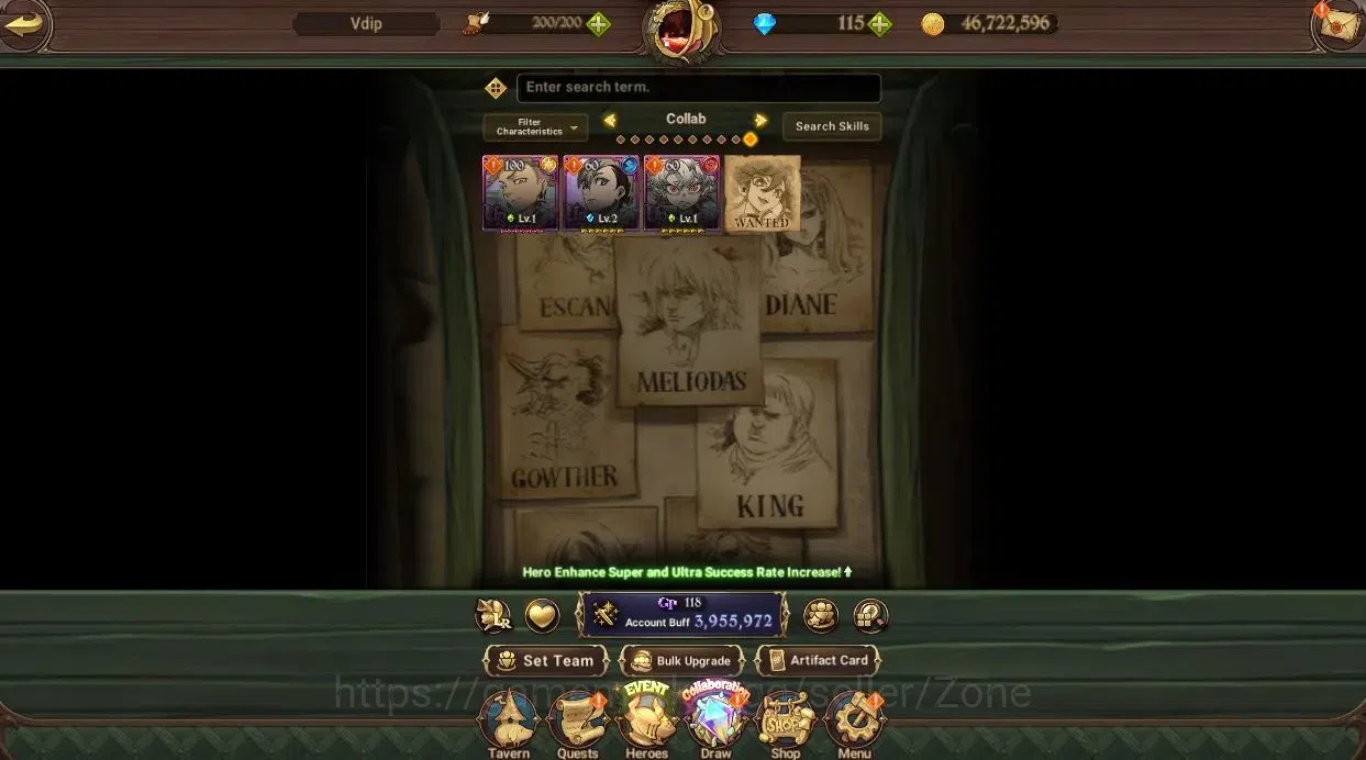 The Seven Deadly Sins: Grand Cross Accounts Whale Global 3.9M CC|6LR+10UR| MeliNemesis 6/6, Menor, 1 LR and UR selector|Code 7