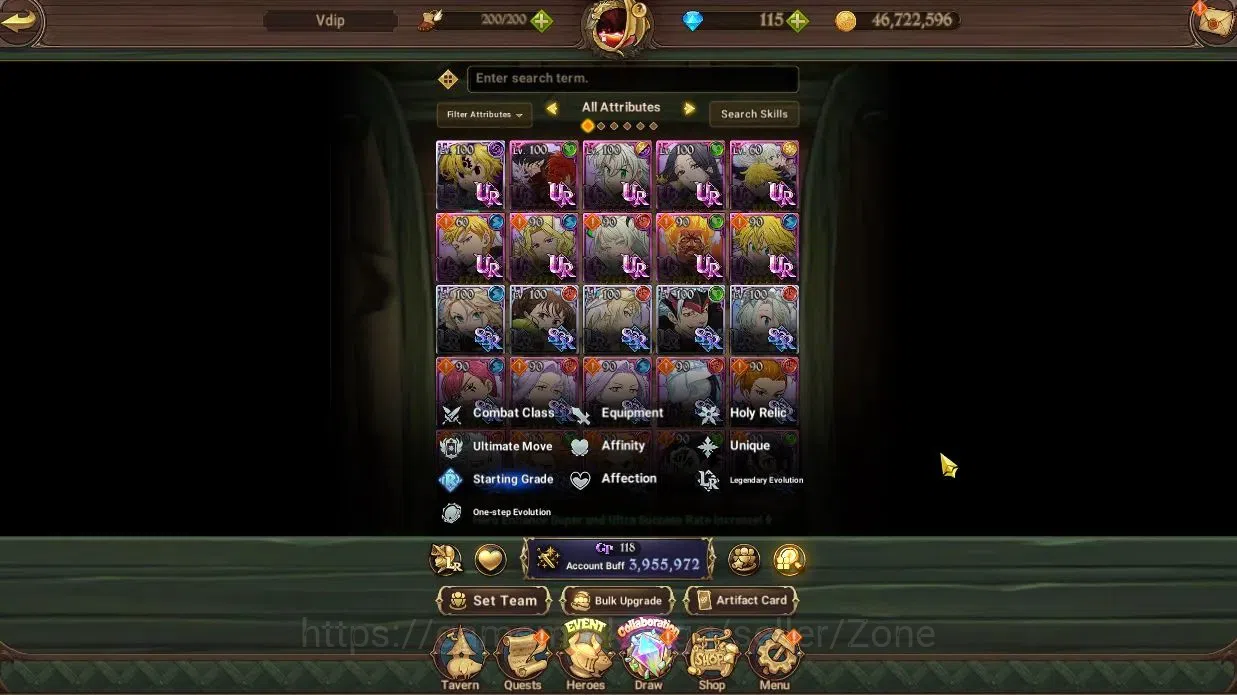 The Seven Deadly Sins: Grand Cross Accounts Whale Global 3.9M CC|6LR+10UR| MeliNemesis 6/6, Menor, 1 LR and UR selector|Code 9