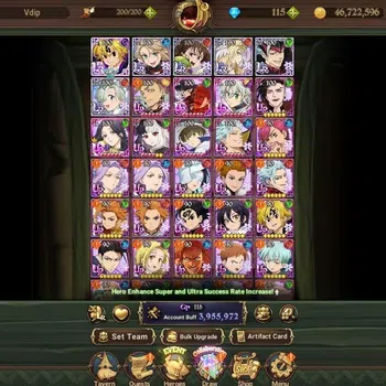 The Seven Deadly Sins: Grand Cross Accounts Whale Global 3.9M CC|6LR+10UR| MeliNemesis 6/6, Menor, 1 LR and UR selector|Code