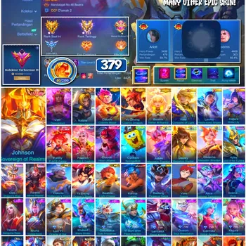 Mobile Legends: Bang Bang Accounts 🔥 #4166 🔥 💎 379 Skins 👑 Legend Johnson Sovereign of Realms ⚔️ Exalted Collector IV
