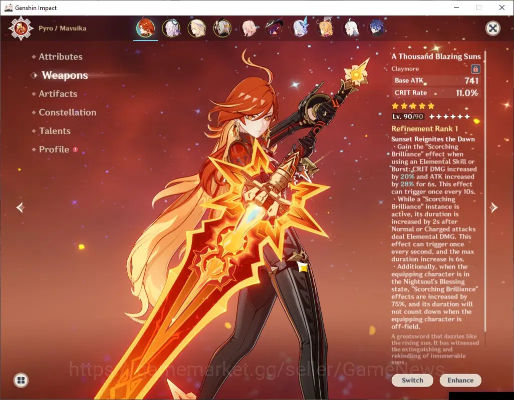Genshin Impact Accounts ASIA|AR 59|USN Unset|PremTeam Mavu,Skirk,Flins|11 image 18