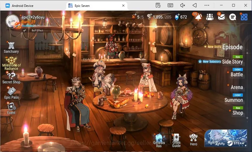 Epic Seven Accounts Starter Global Unverif |Starter|4 ML (J Kise,Lot Scales,F Lidica,F Cecilia)|PoH+Bless ON|SS 672|Stigma 1