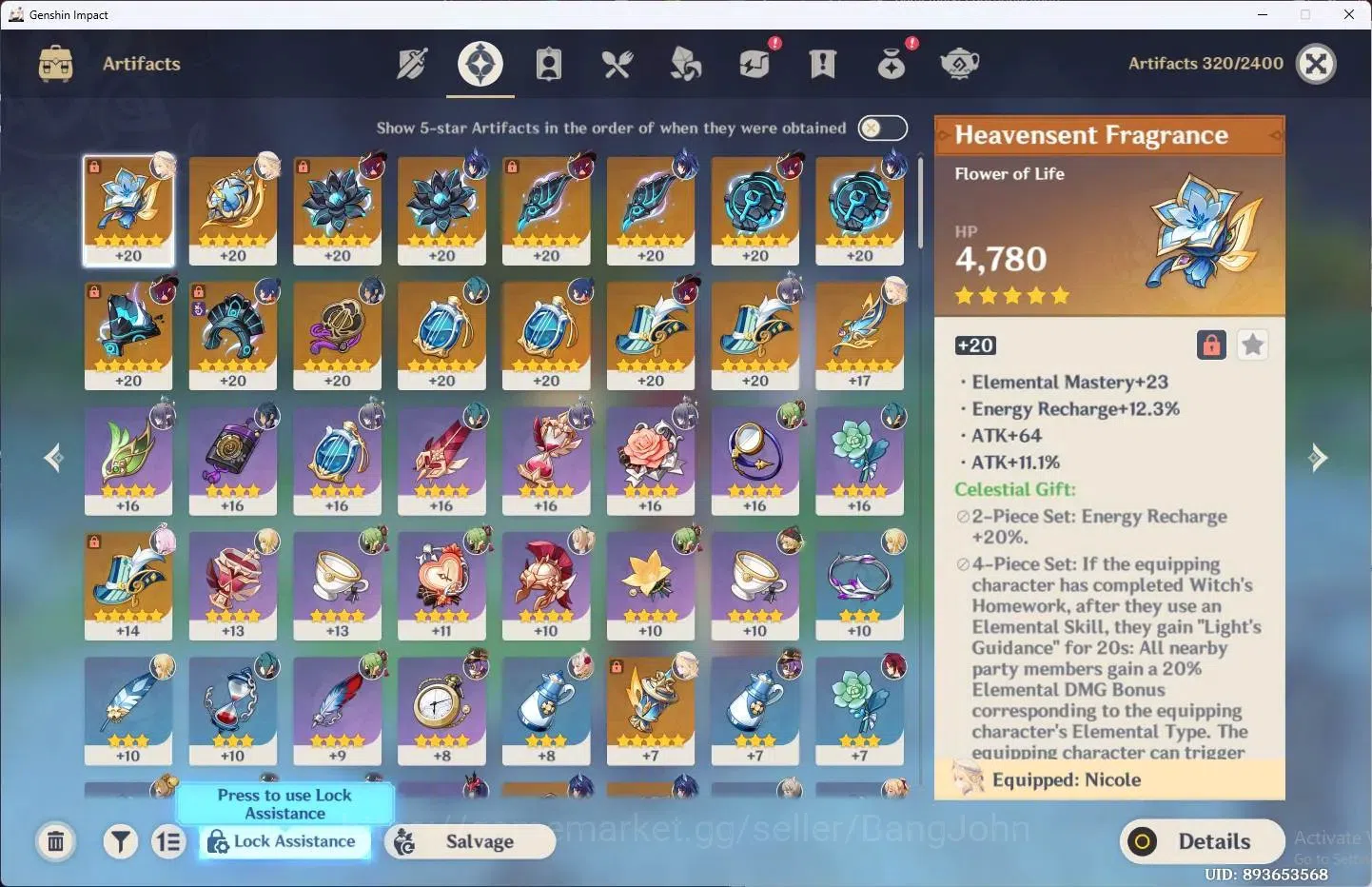 Genshin Impact Accounts Asia | AR 51|3 Limit|Chasca C1,Nicole,Lauma+2 Char image 5