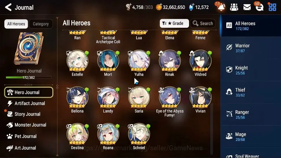 Epic Seven Accounts Starter GLOBAL UnVerif|New Era|8 ML(Notos,AB Vildred,NM Luna)+Estelle,Rinak,Setsuka,Etc|AUTO WGA 9