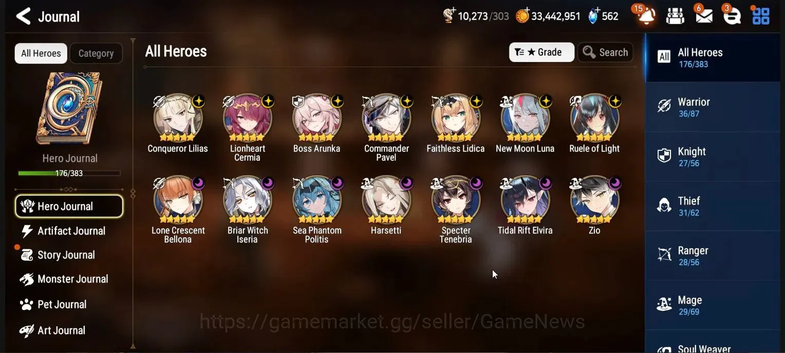 Epic Seven Accounts High-End Global UnVerif|NewEra|14 ML|B Arunka,Zio,Harsetti,TR Elvira,NM Luna,Ruele oF,LC Bellona,SP 1