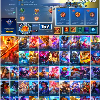 Mobile Legends: Bang Bang Accounts #4517 157 Skins | Badang Pegasus Seiya (SAINT SEIYA) | Pharsa Empress Phoenix (COLLECTOR