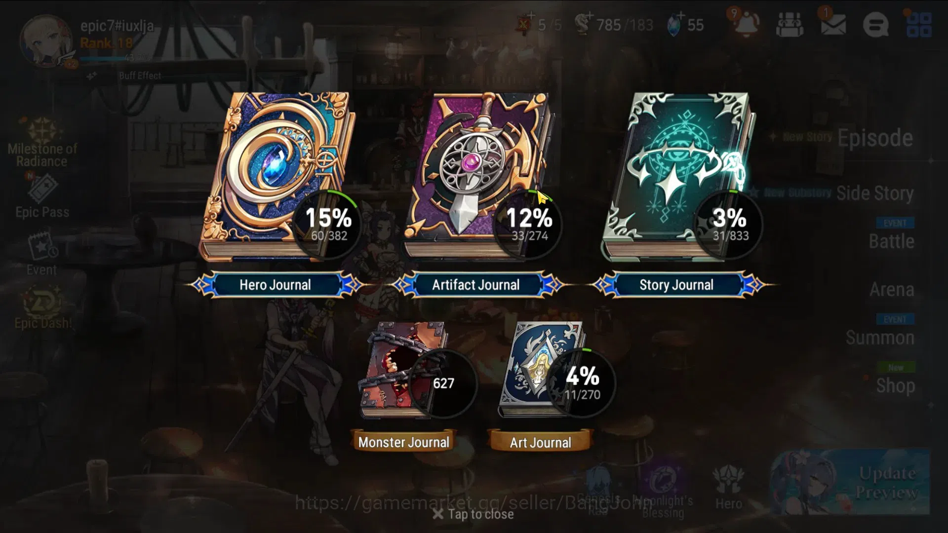 Epic Seven Accounts Starter Global | Starter|2 ML(S.B. Aramintha, Rhianna & Luciella)|PoH+Bless ON|Stigma 42.6K|Gold 5.5M 16