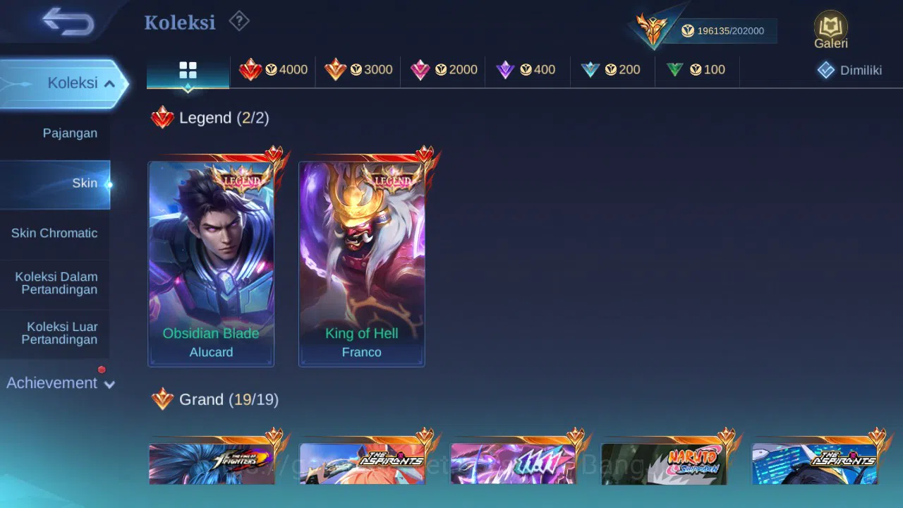 Mobile Legends: Bang Bang Accounts Others Global|Skin 462|MEGA|Legend Alucard+Franco,Asprirant Fanny+Ruby,NB Ling,Kakashi 1