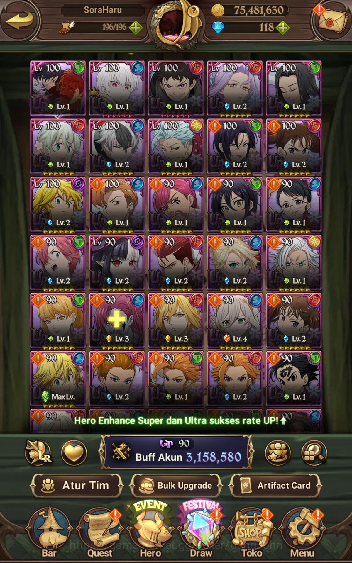 The Seven Deadly Sins: Grand Cross Accounts GLOBAL |3.1M CC|UR Merlin&escanor,Salos,Brunhild,F image 10